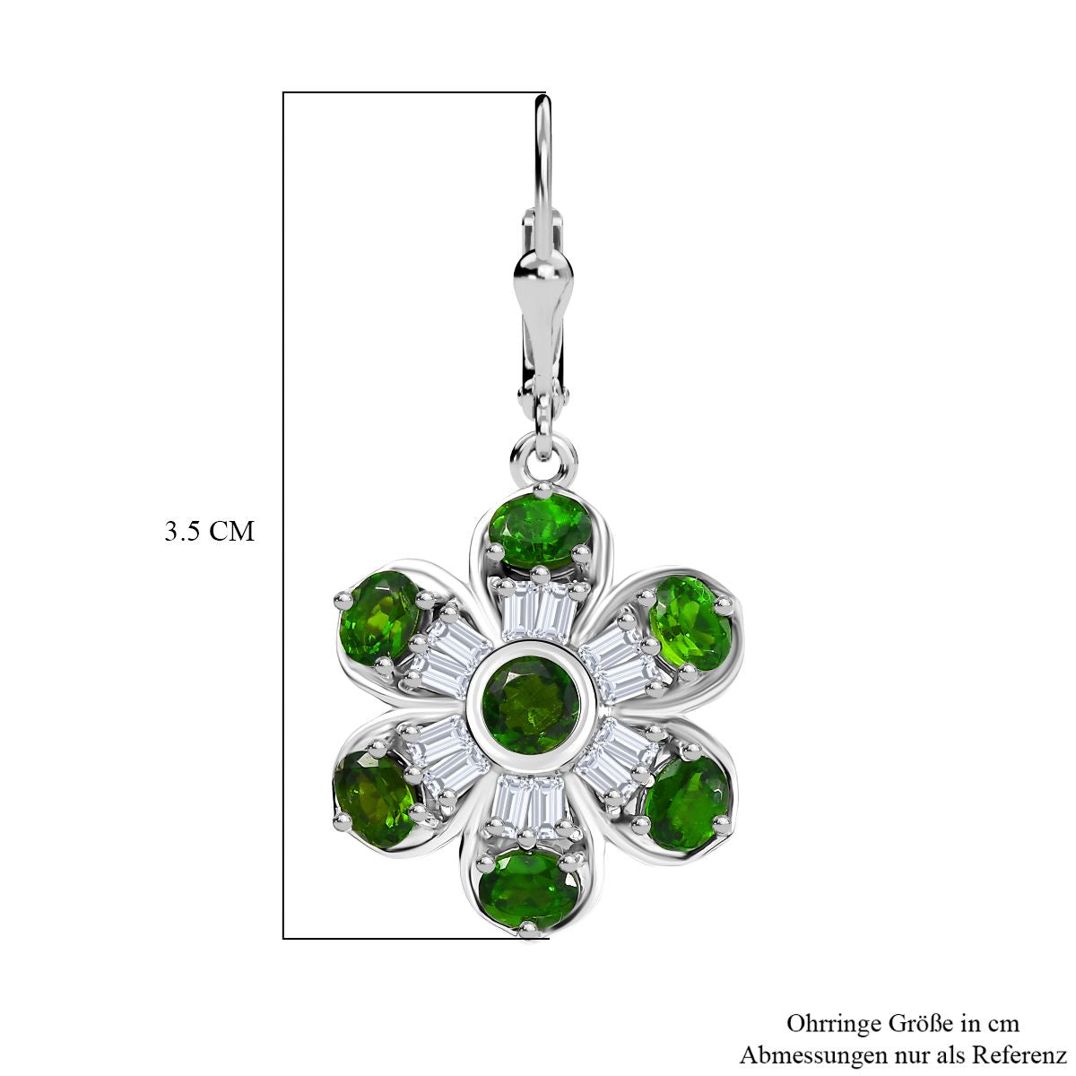 Natürlicher Chromdiopsid Ohrringe 925 Silber rhodiniert ca. 3.65 ct