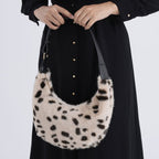Leopardenmuster-Hobo-Tasche, 30x20 cm, Beige-Coffee