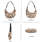 Leopardenmuster-Hobo-Tasche, 30x20 cm, Beige-Coffee