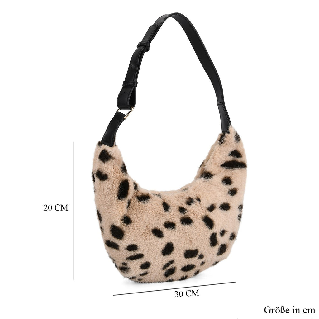 Leopardenmuster-Hobo-Tasche, 30x20 cm, Beige-Coffee