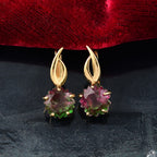Bloom Flare - D joy Wassermelonen Quarz Triplette Ohrringe 925 Silber 750 Gelb Vergoldet  (5-10 Werktage Lieferzeit) ca. 7,58 ct.