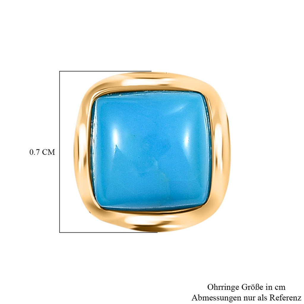 D'Joy AA Sleeping Beauty Türkis Ohrringe 925 Silber 750 Gelb Vergoldet ca. 1.30 ct
