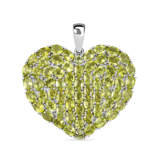 D'joy Natürlicher Peridot Anhänger 925 Silber rhodiniert ca. 12.04 ct