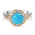 D'Joy AA Sleeping Beauty Türkis Ring 925 Silber Rhodiniert und 750 Gelbgold Vermeil (Größe 17.00) ca. 1.87 ct