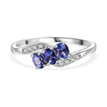 Tansanit, Weißer Zirkon Ring 925 Silber rhodiniert (Größe 19.00) ca. 0.56 ct