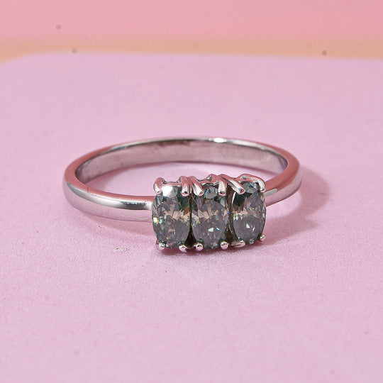 Paraiba Moissanit Ring 925 Silber rhodiniert (Größe 21.00) ca. 0,65 ct