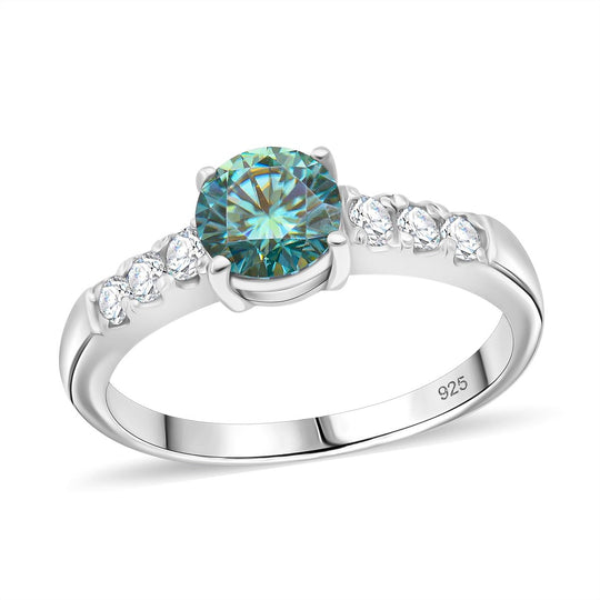 Paraiba Moissanit Ring 925 Silber rhodiniert (Größe 19.00) ca. 1,34 ct