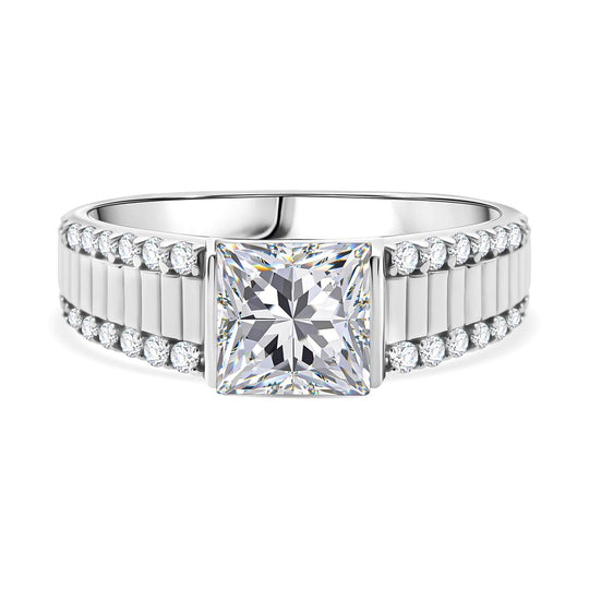 Moissanit Ring 925 Silber rhodiniert (Größe 18.00) ca. 2,22 ct