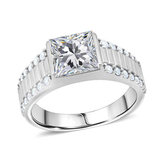 Moissanit Ring 925 Silber rhodiniert (Größe 18.00) ca. 2,22 ct