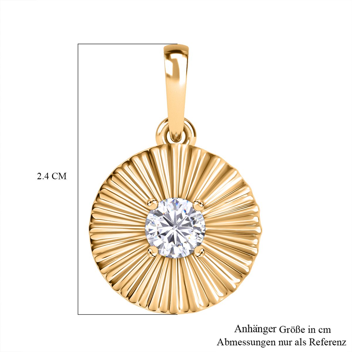 D joy Moissanit Anhänger 925 Silber 750 Gelb Vergoldet ca. 0.43 ct