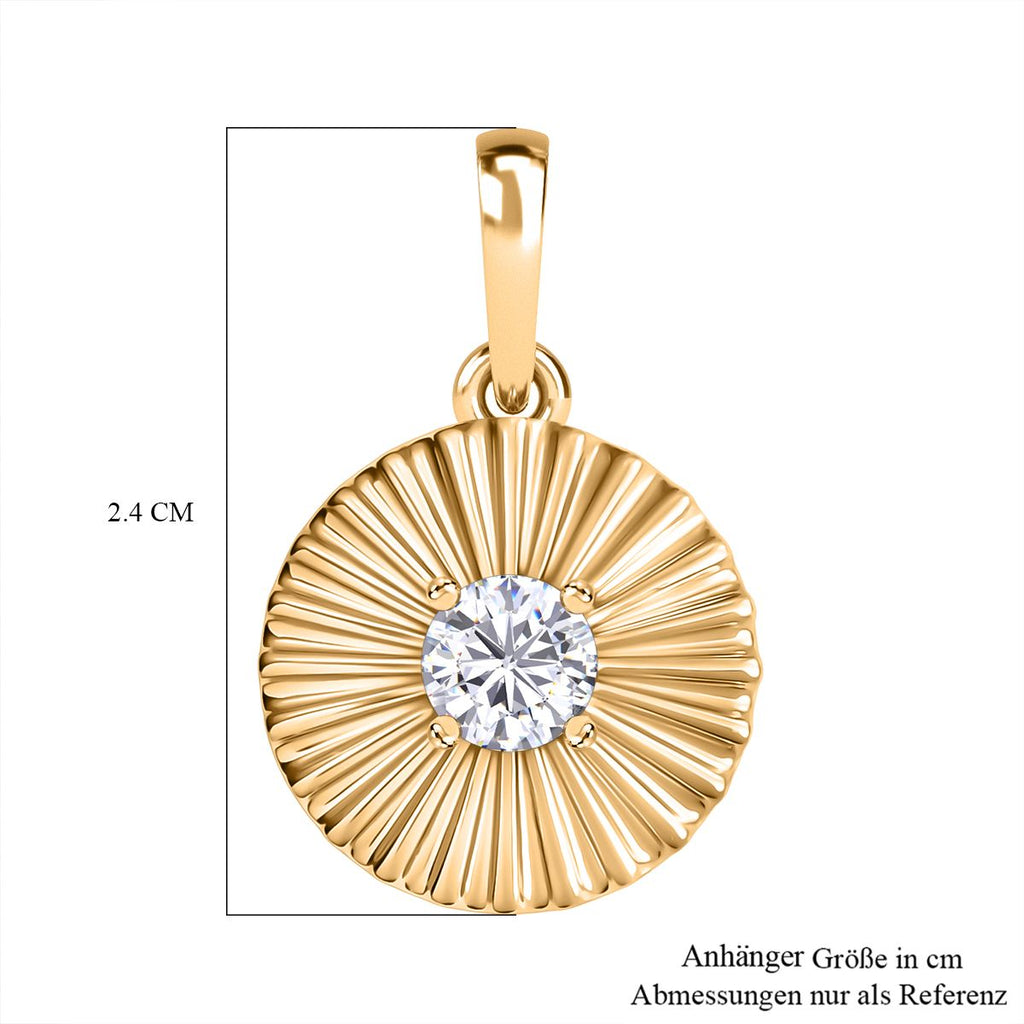 D joy Moissanit Anhänger 925 Silber 750 Gelb Vergoldet ca. 0.43 ct