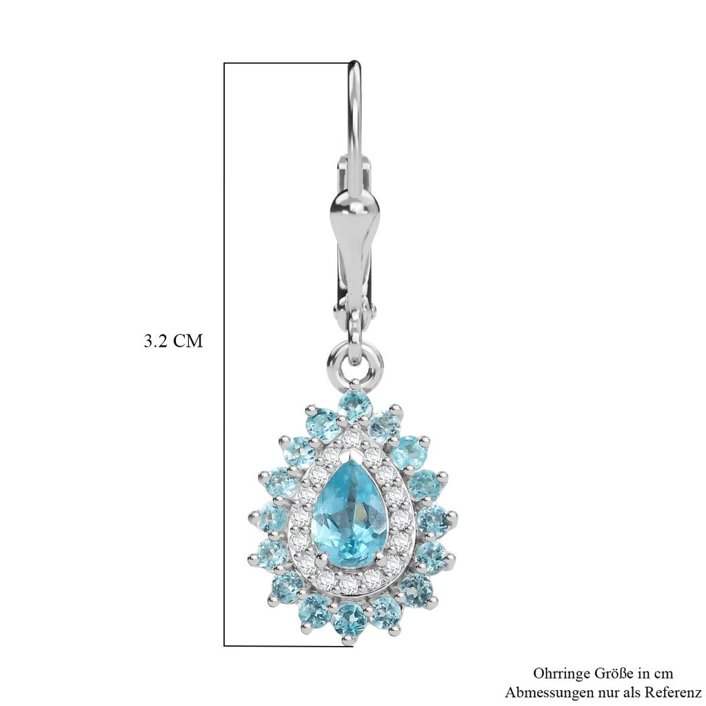D'Joy AA Betroka Blauer Apatit Ohrringe 925 Silber rhodiniert ca. 2.04 ct