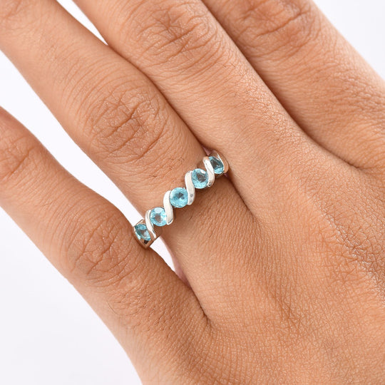 Djoy AA Betroka Blauer Apatit Meeresrauschen Ring 925 Silber rhodiniert ca. 0.99 ct