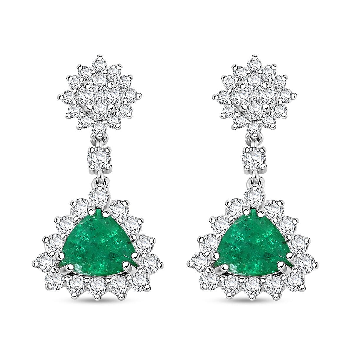 Rhapsody AAAA Brasilianischer Smaragd, Weißer Diamant Ohrringe 950 Platin ca. 4,05 ct.