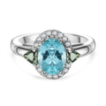 Betroka Blauer Apatit, Natürlicher grüner Apatit Ring 925 Silber rhodiniert (Größe 17.00) ca. 2,46 ct
