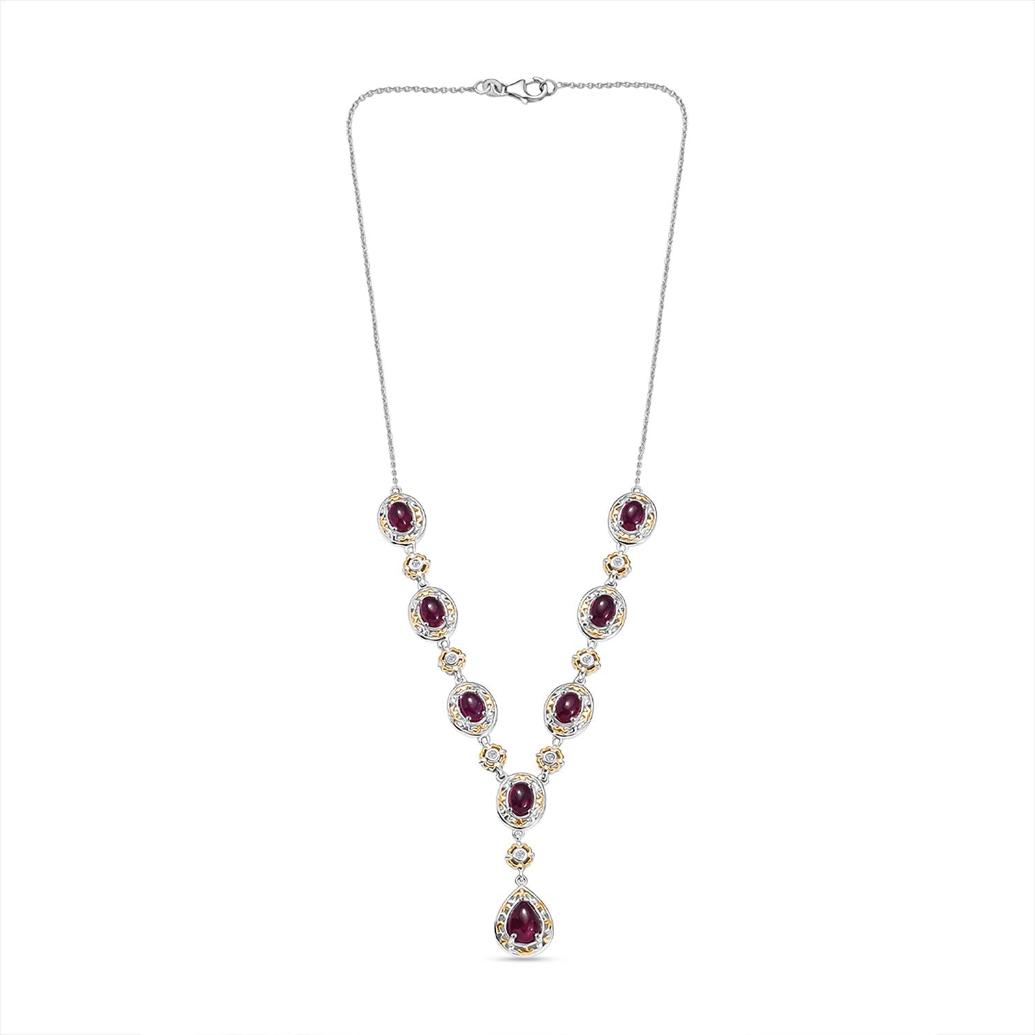 Königlicher Glamour- AAA Afrikanischer Rubin (Fissure gefüllt) Halskette ca. 45 cm 925 Silber rhodiniert ca. 13.88 ct