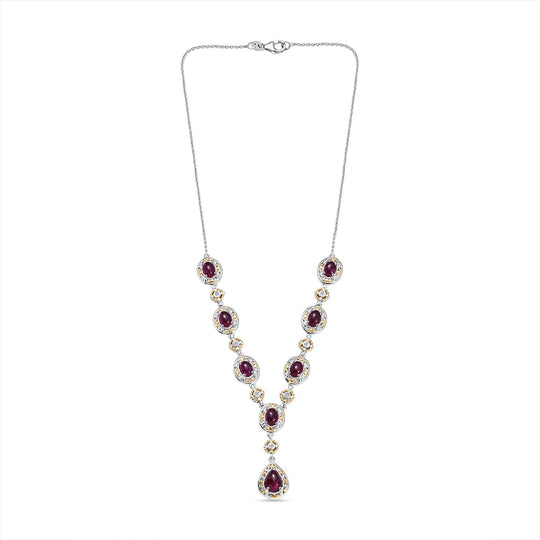 Königlicher Glamour- AAA Afrikanischer Rubin (Fissure gefüllt) Halskette ca. 45 cm 925 Silber rhodiniert ca. 13.88 ct