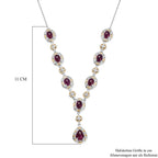 Königlicher Glamour- AAA Afrikanischer Rubin (Fissure gefüllt) Halskette ca. 45 cm 925 Silber rhodiniert ca. 13.88 ct