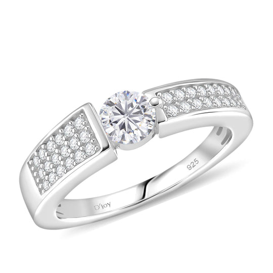 Moissanit Ring 925 Silber rhodiniert (Größe 18.00) ca. 0,70 ct