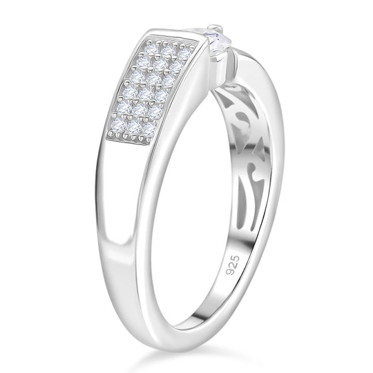 Moissanit Ring 925 Silber rhodiniert (Größe 18.00) ca. 0,70 ct