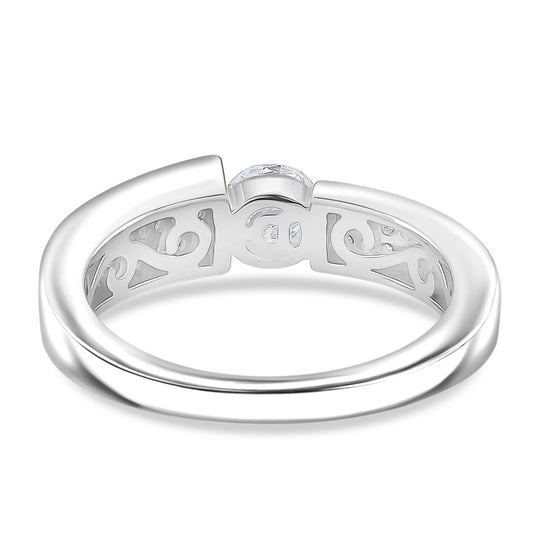 Moissanit Ring 925 Silber rhodiniert (Größe 18.00) ca. 0,70 ct