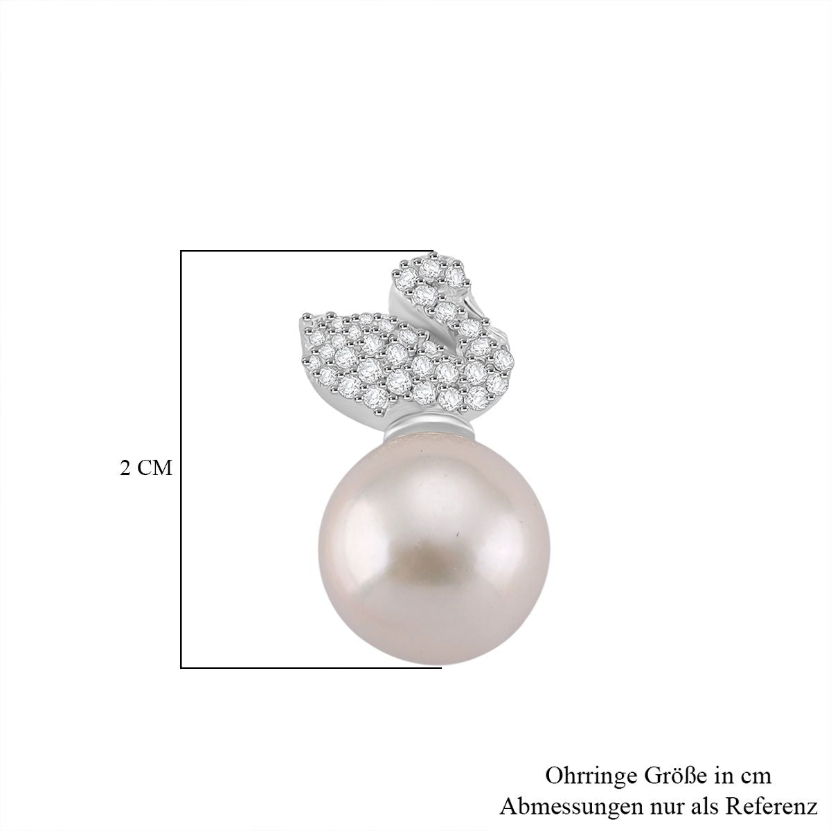 D'Joy weiße Edison Perle und Moissanit Ohrringe, 925 Silber rhodiniert