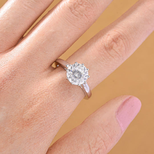 Moissanit Ring 925 Silber rhodiniert (Größe 16.00) ca. 2,57 ct