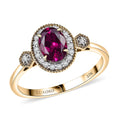 LUXORO AAA Radiant Ember Granat, Weißer Diamant Ring 417 Gold (Größe 17.00) ca. 1,68 ct