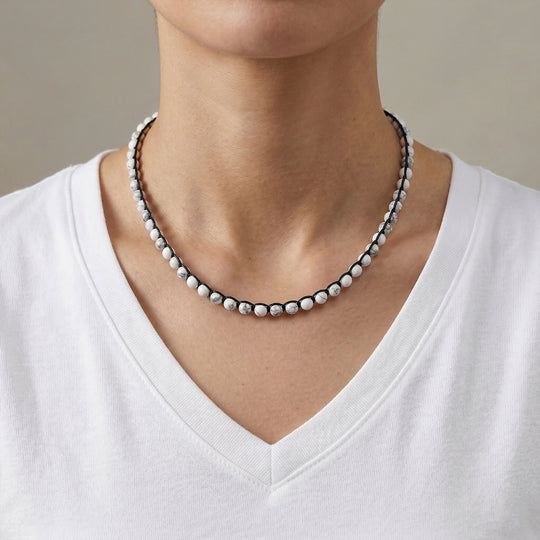 Weiße Howlit Halskette, flexibel (ca. 42 cm), ca. 80.00 ct