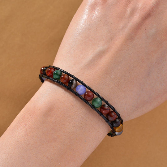 Flexibles mehrfarbiges Hämatoid-Quarz Armband, Legierung - 35 ct.