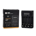 Kompakt-Ladegerät für AA/AAA NiMH - 4 Schächte, LCD, USB