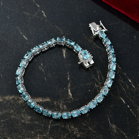 D'Joy Blauer Zirkon Armband ca. 19 cm 925 Silber rhodiniert ca. 23.43 ct