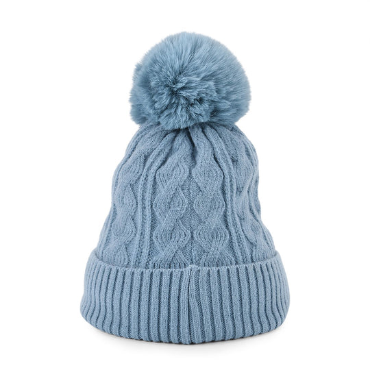 Strickmütze mit Bommel, weiches Mischgewebe, Einheitsgröße, Sandbeige