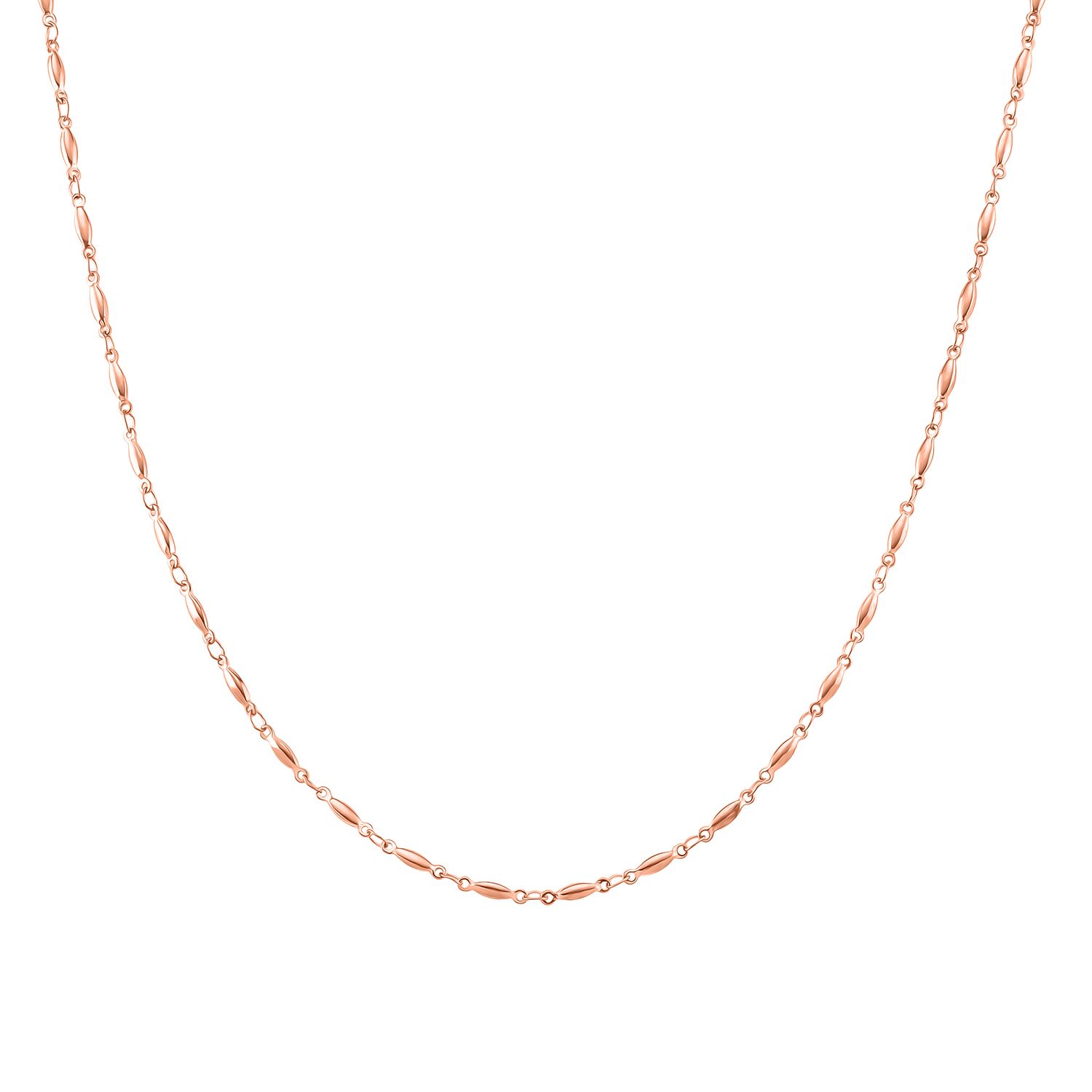Feine Spindel-Gliederkette, Reiner Edelstahl IP Rosa Plattierung Halskette ca. 50 cm ca. 6,50g