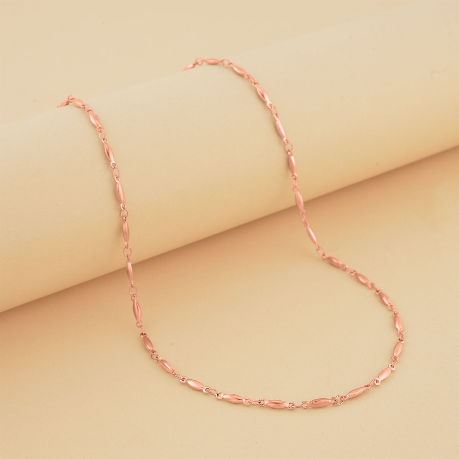 Feine Spindel-Gliederkette, Reiner Edelstahl IP Rosa Plattierung Halskette ca. 50 cm ca. 6,50g