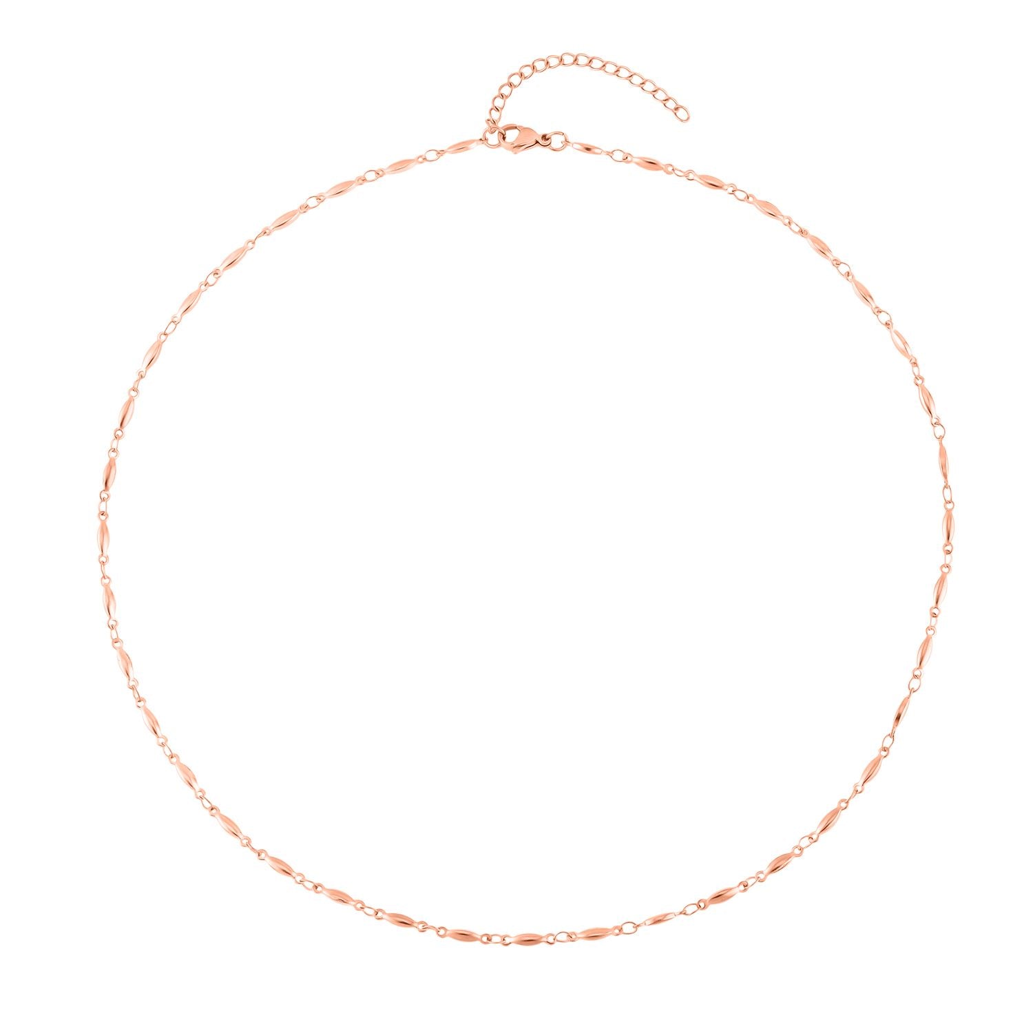 Feine Spindel-Gliederkette, Reiner Edelstahl IP Rosa Plattierung Halskette ca. 50 cm ca. 6,50g