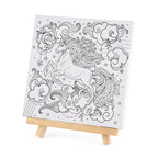 Leinwand-Malset - 3-teiliges Set mit Schmetterlings-, Elster- und Einhornmotiv, inklusive Farben, Mischpalette und Pinseln