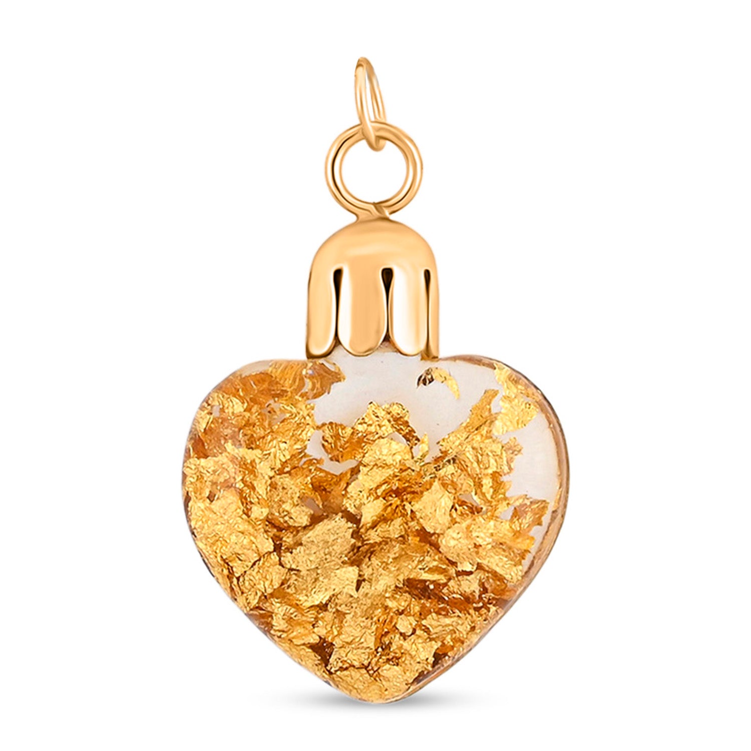 EXKLUSIV AUS ITALIEN - Handgefertigter Herz-Anhänger mit echtem Blattgold in edler Glasflasche, 916er Gold