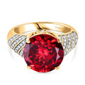 D'Joy Lab Grown Padparadscha-Saphir, Weißer Zirkon Ring 925 Silber 750 Gelbgold Vermeil (Größe 19.00) ca. 9.31 ct