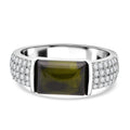 LUSTRO STELLA - Grüner Zirkonia, Weißer Zirkonia Ring 925 Silber rhodiniert (Größe 18.00) 6.87 ct
