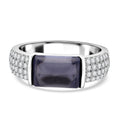 LUSTRO STELLA - Blauer Zirkonia, Weißer Zirkonia Ring 925 Silber rhodiniert (Größe 17.00)