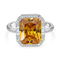 LUSTRO STELLA - Gelber Zirkonia, Weißer Zirkonia Ring 925 Silber rhodiniert (Größe 17.00)