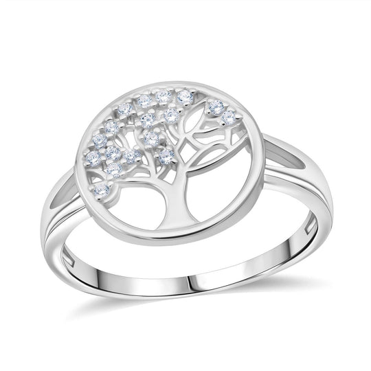 LUSTRO STELLA - Weißer Zirkonia Ring 925 Silber rhodiniert