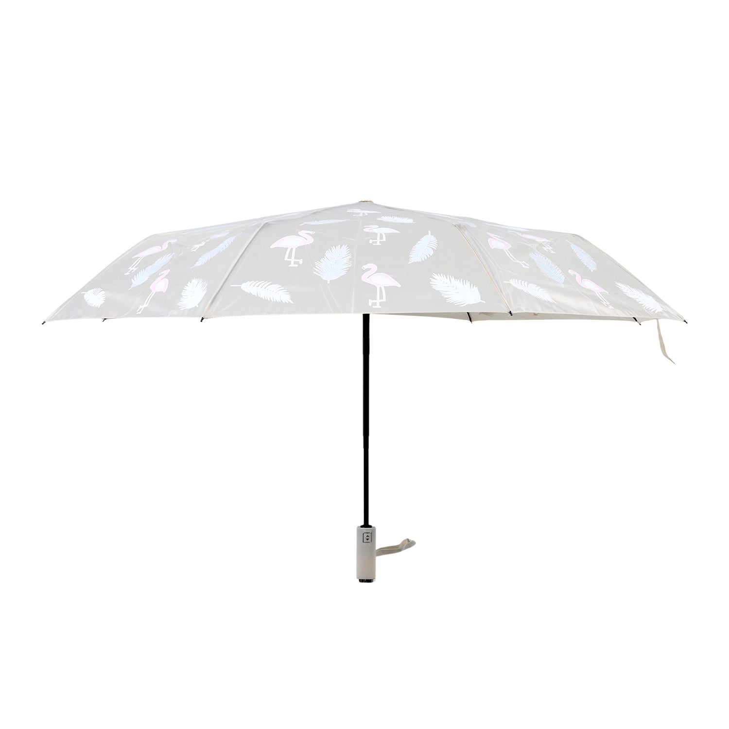 Farbwechsel-Regenschirm mit Flamingo-Motiv, Durchmesser 103 cm, Länge 32 cm, Beige