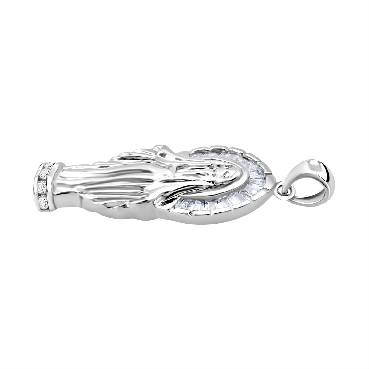 LUSTRO STELLA - Weißer Zirkonia Anhänger 925 Silber rhodiniert