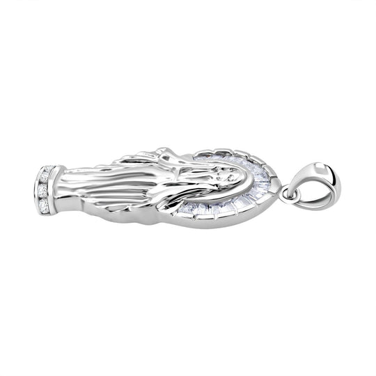 LUSTRO STELLA - Weißer Zirkonia Anhänger 925 Silber rhodiniert