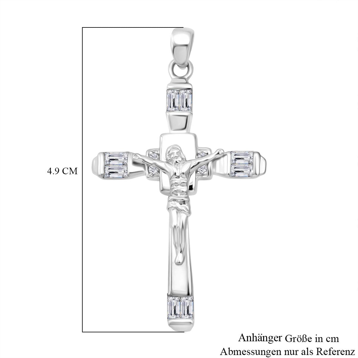 LUSTRO STELLA - Weißer Zirkonia Anhänger 925 Silber rhodiniert