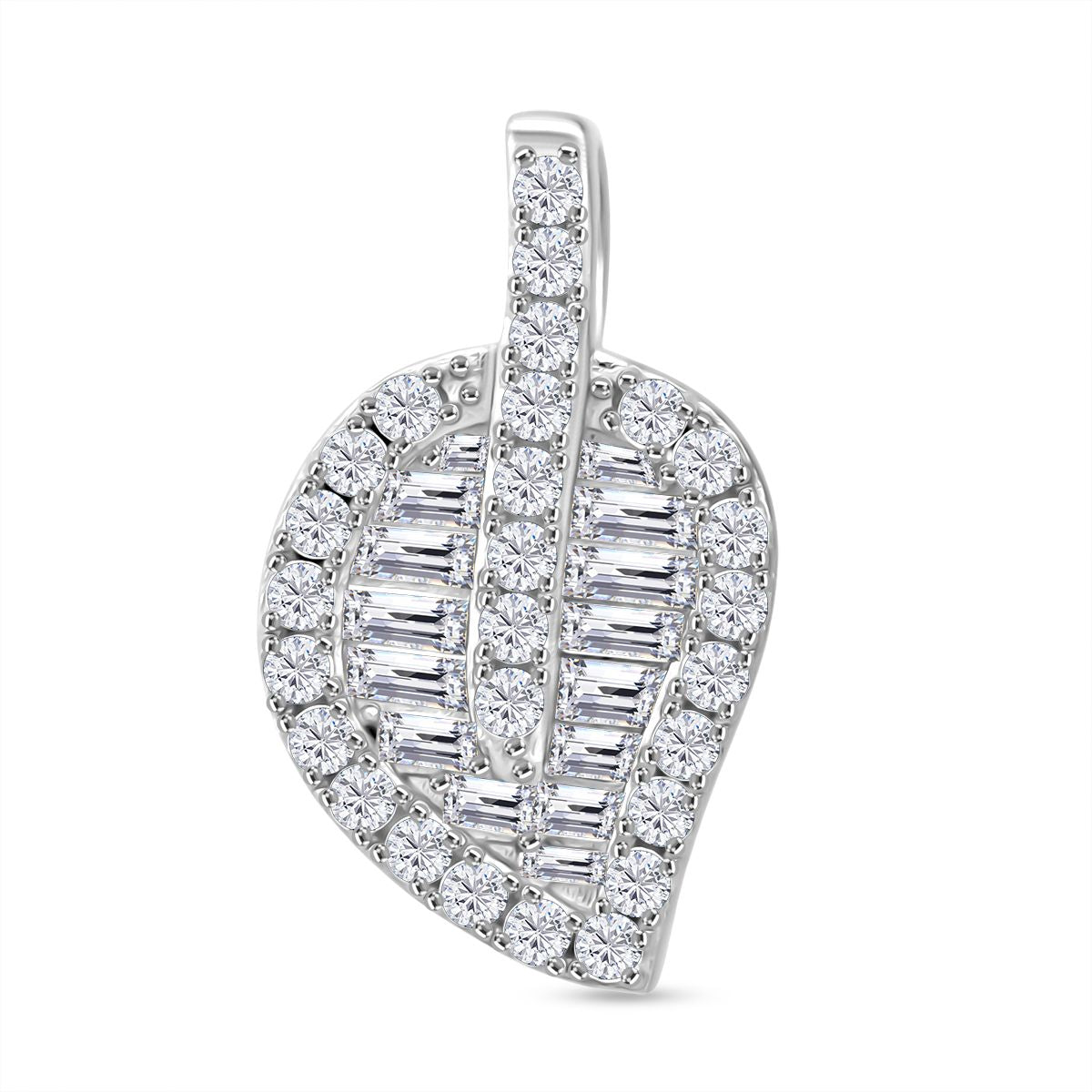LUSTRO STELLA - Weißer Zirkonia Blatt Anhänger 925 Silber rhodiniert