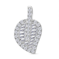 LUSTRO STELLA - Weißer Zirkonia Blatt Anhänger 925 Silber rhodiniert