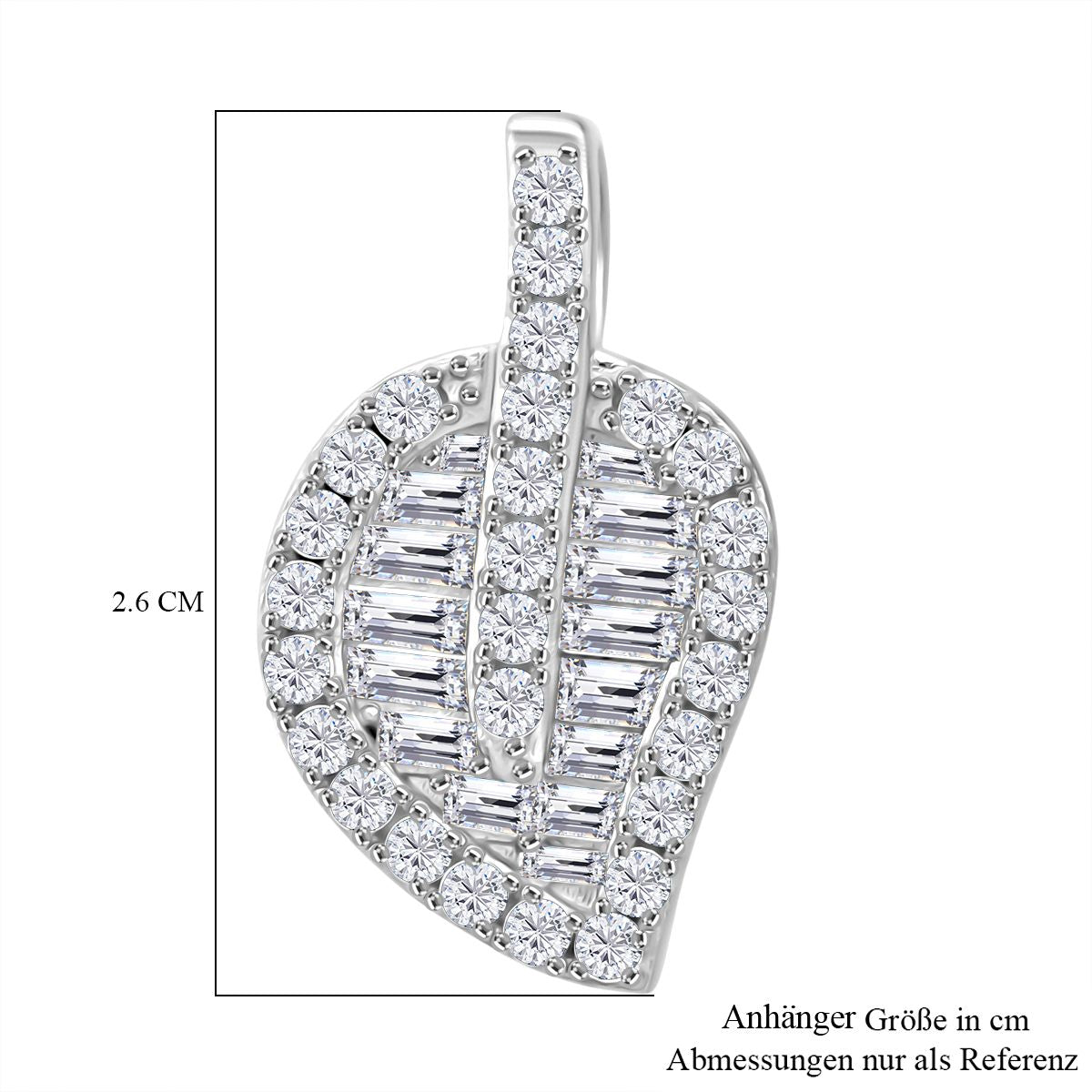 LUSTRO STELLA - Weißer Zirkonia Blatt Anhänger 925 Silber rhodiniert